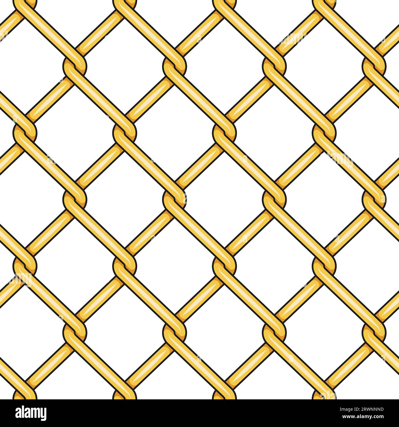 Nahtloses Muster mit goldfarbenem Mesh-Netz. Vektorfarbiger Hintergrund auf weiß. Stock Vektor