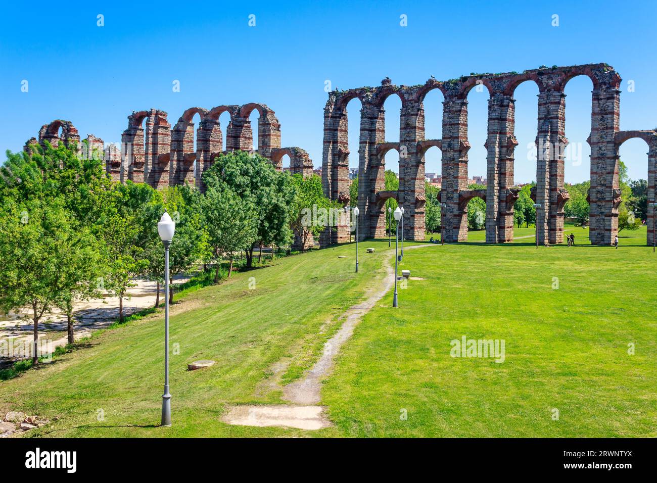 Dreistufiges Aquädukt, Merida, Spanien Stockfoto