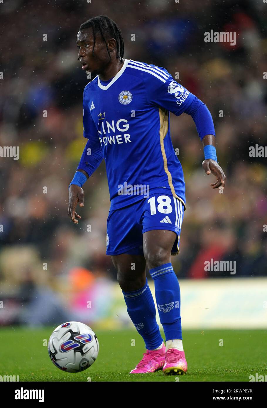 Der Issahaku Fatawu von Leicester City während des Sky Bet Championship Matches in Carrow Road, Norwich. Bilddatum: Mittwoch, 20. September 2023. Stockfoto
