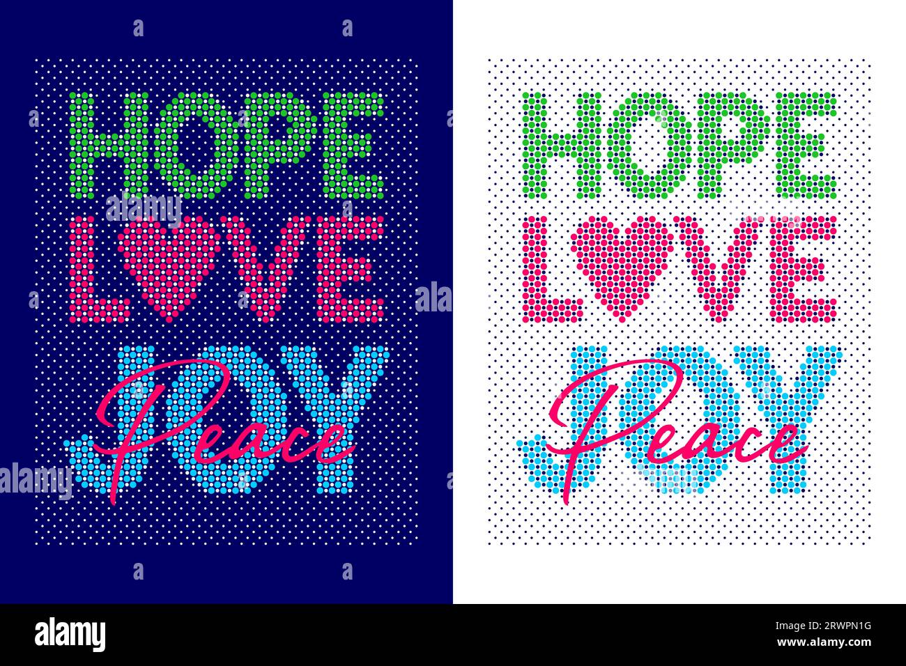 Hope Love Joy Peace, motivierendes Zitat, Beschriftungskonzept, Banner, Poster, usw. Stock Vektor