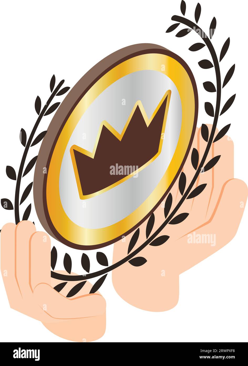 Isometrischer Vektor des King-Qualitätssymbols. Symbol für königliche Qualität im Symbol für offene menschliche Hand. Choice-Konzept Stock Vektor
