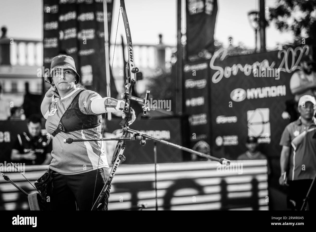 HERMOSILLO, MEXIKO - 9. SEPTEMBER: Alejandra Valencia de Mexico, beim Finale der Bogenschießen-Weltmeisterschaft 2023 am 10. September 2023 in Hermosillo, Mexiko. (Foto von Luis Gutierrez/Norte Photo) Stockfoto