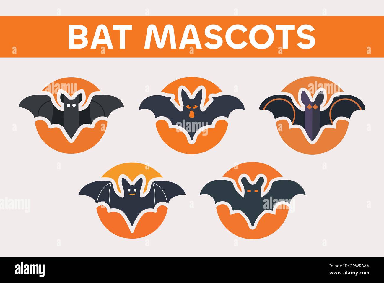 Halloween Fledermaus-Maskottchen-Design, Fledermaus isoliert Vektor-Silhouette-Design. Stock Vektor