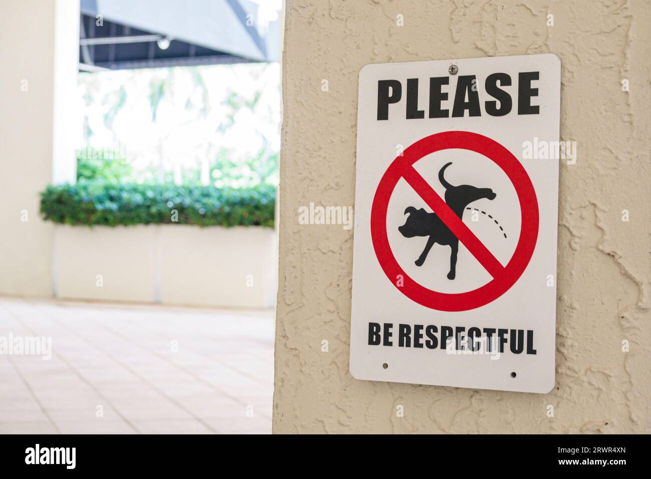 Miami Beach Florida, unterschreiben Sie kein Wasserlassen von Hunden Stockfoto