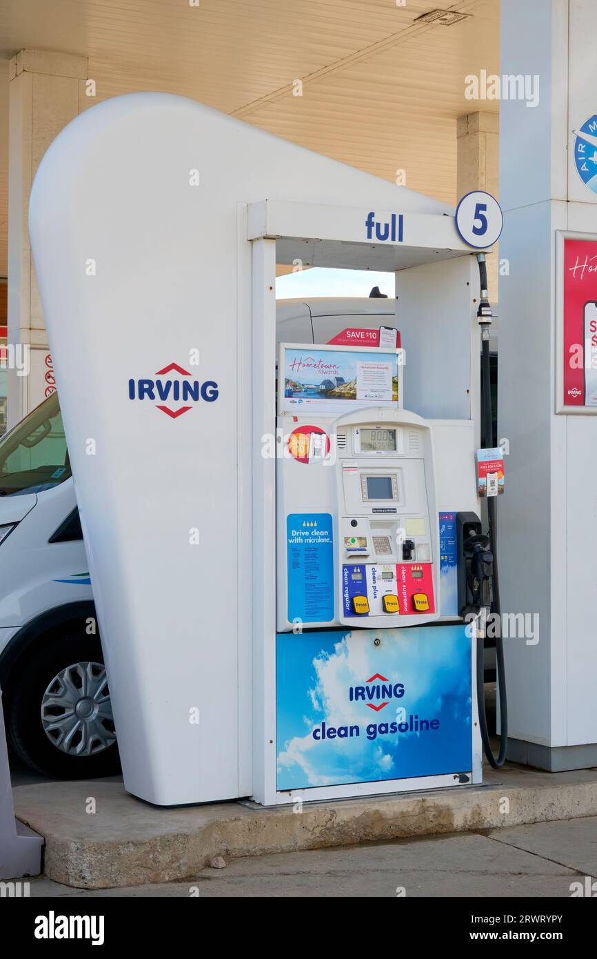 Irving Oil ist ein in kanadischem Privatbesitz befindliches Benzin-, Öl- und Erdgasunternehmen mit Sitz in Ostkanada. Stockfoto
