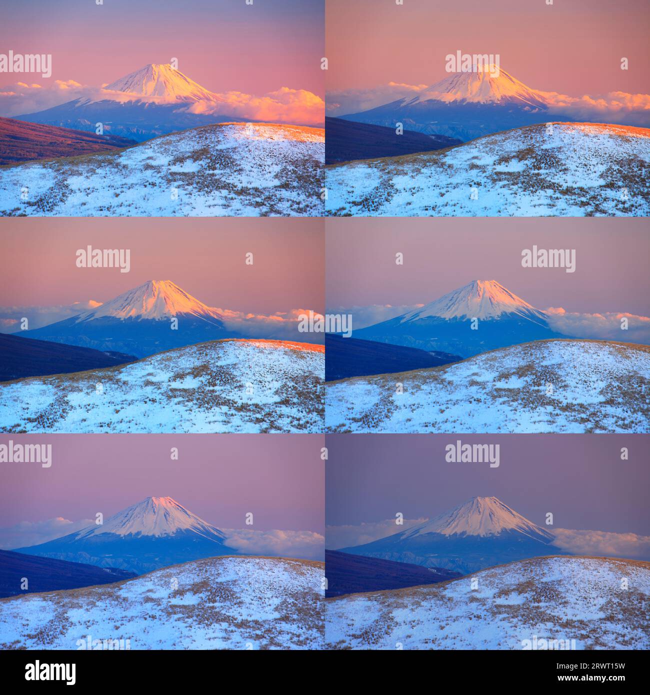 Abendliche Farbänderung von Mt. Fuji Stockfoto