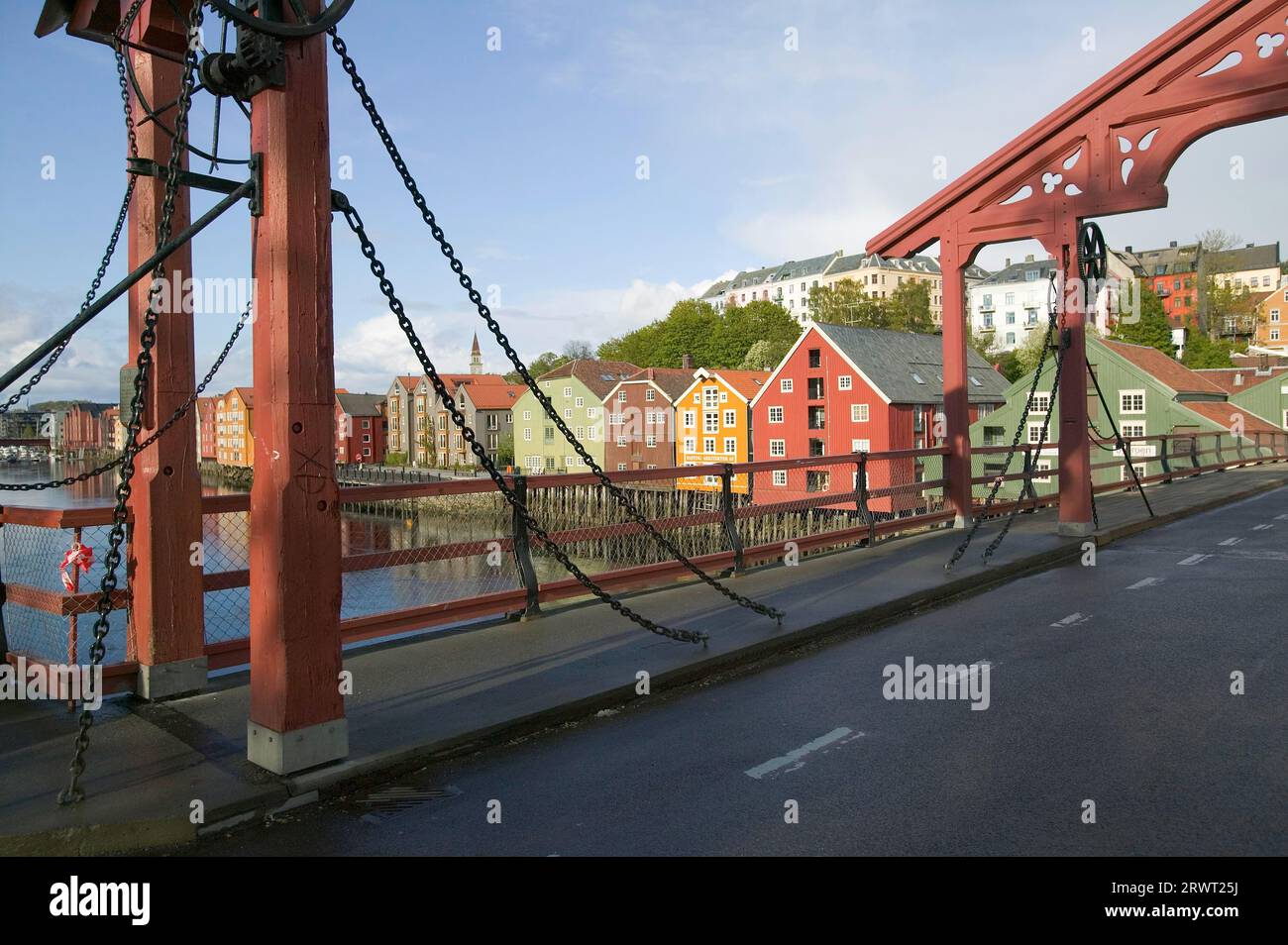 Bryggen in Trondheim Norwegen Stockfoto