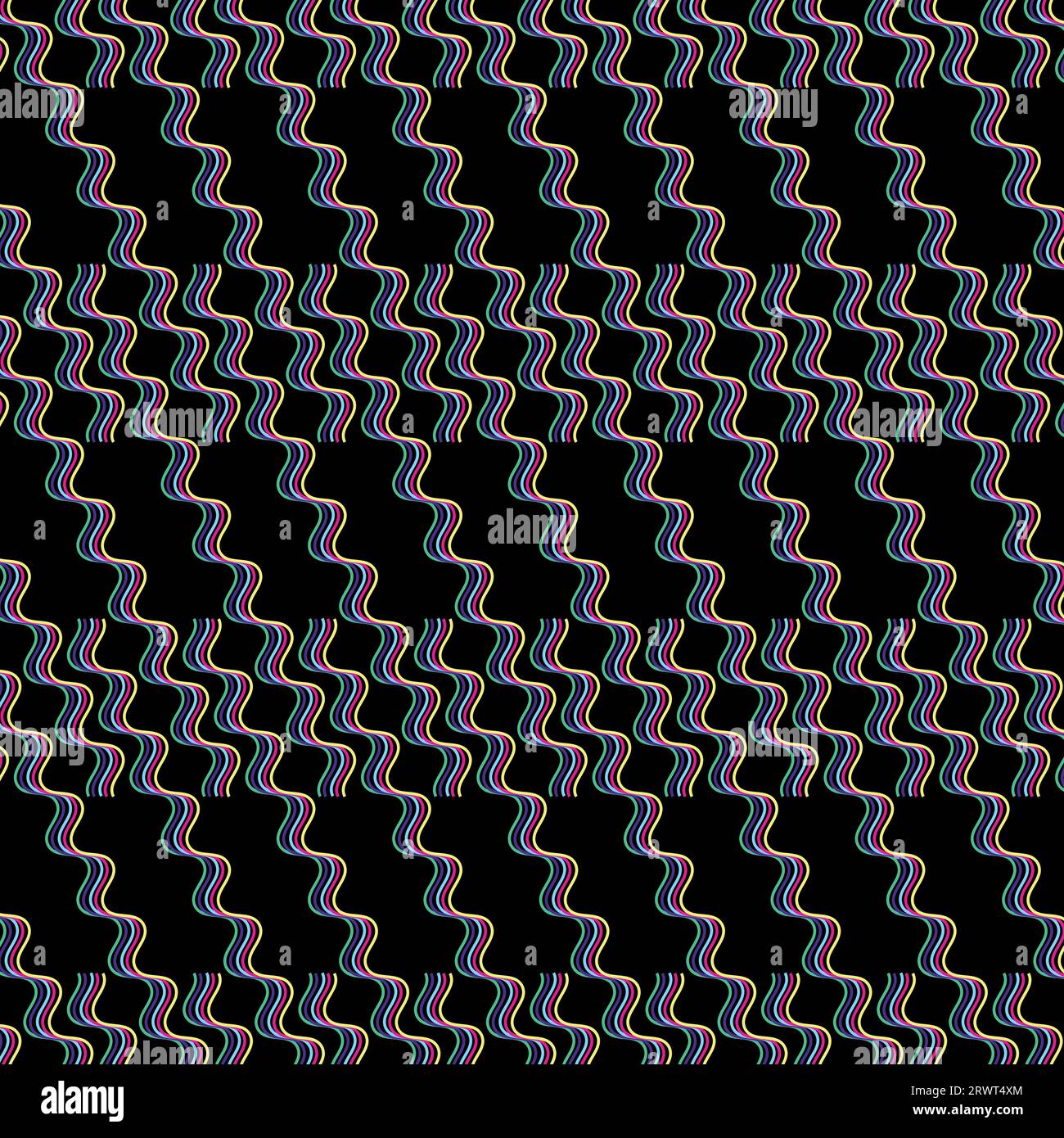 Nahtloser Musterhintergrund im geometrischen Retro-Stil der 80er und 90er Jahre für Stoffdruck, Papierdruck und Website-Hintergrund, optische Vektorillustration. Stock Vektor