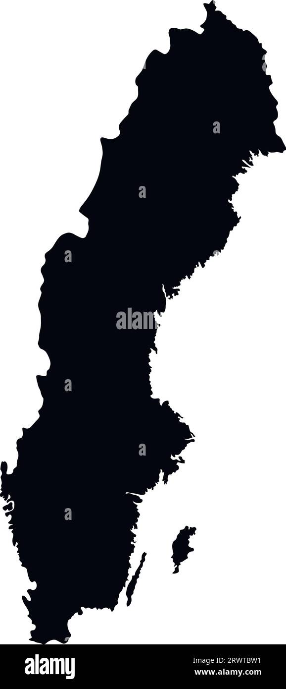 Vektor-isoliertes, vereinfachtes Illustrationssymbol mit schwarzer Silhouette der schwedischen Karte. Weißer Hintergrund Stock Vektor Vektor-isoliertes, vereinfachtes Illustrationssymbol mit schwarzer Silhouette der schwedischen Karte. Weißer Hintergrund Stock Vektor