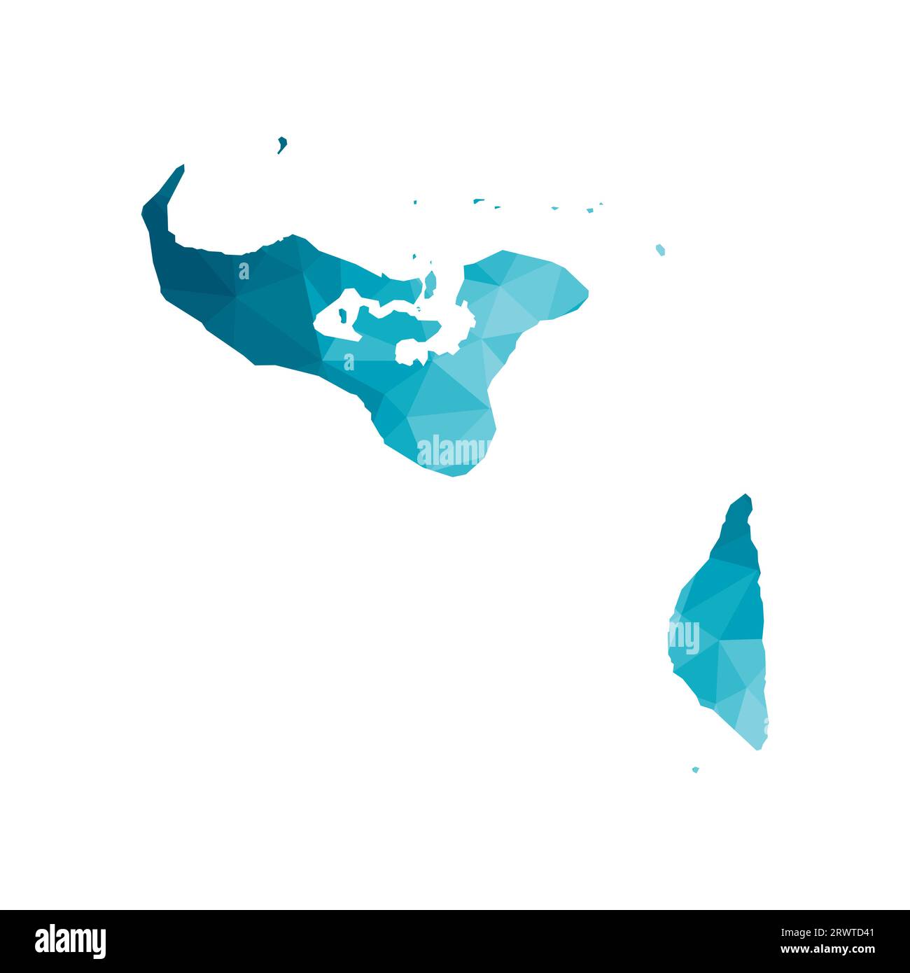 Vektor isolierte Illustration Symbol mit vereinfachter blauer Silhouette des Königreichs Tonga Karte. Polygonaler geometrischer Stil, dreieckige Formen. Weißes Backgro Stock Vektor