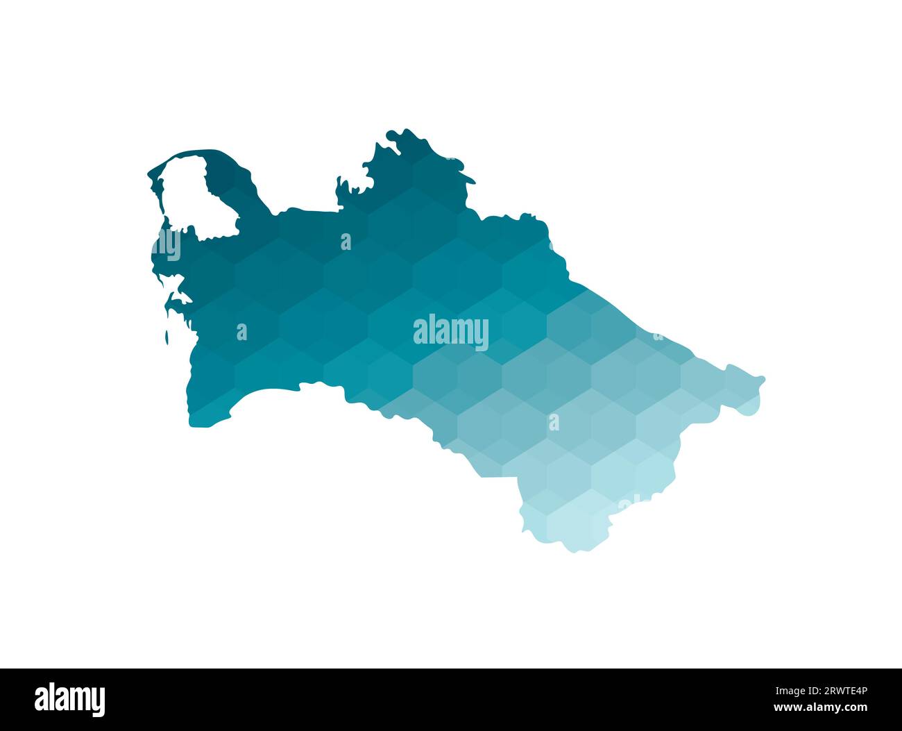 Vektor isolierte Illustration Symbol mit vereinfachter blauer Silhouette von Turkmenistan Karte. Polygonaler geometrischer Stil. Weißer Hintergrund. Stock Vektor