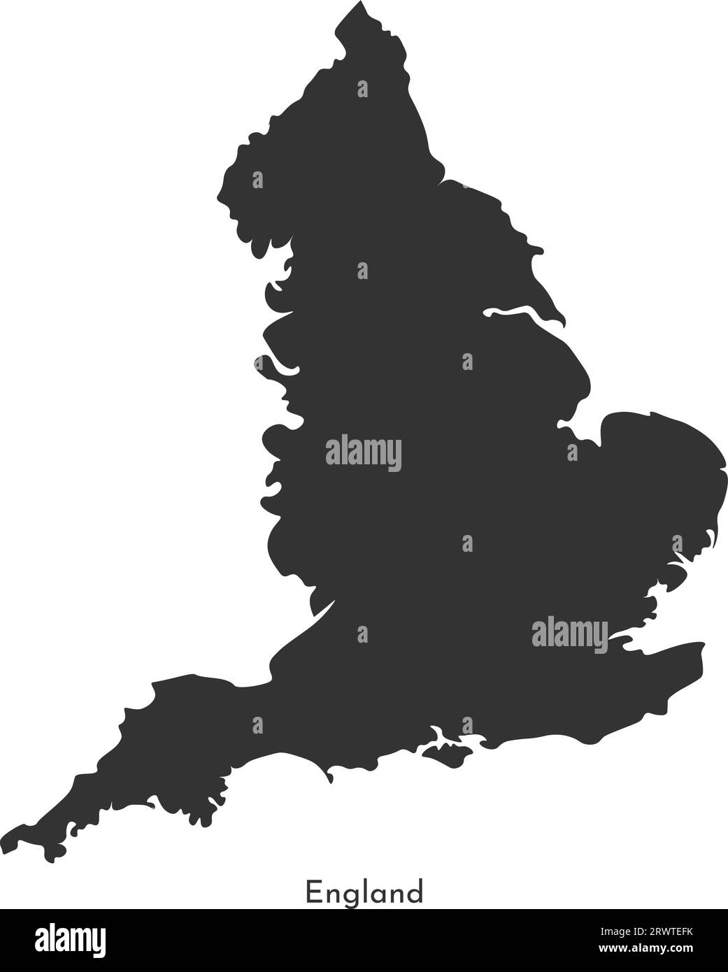 Vektor-isolierte vereinfachte Illustrationskarte. Graue Silhouette von England (Vereinigtes Königreich Großbritannien und Nordirland). Weißer Hintergrund Stock Vektor
