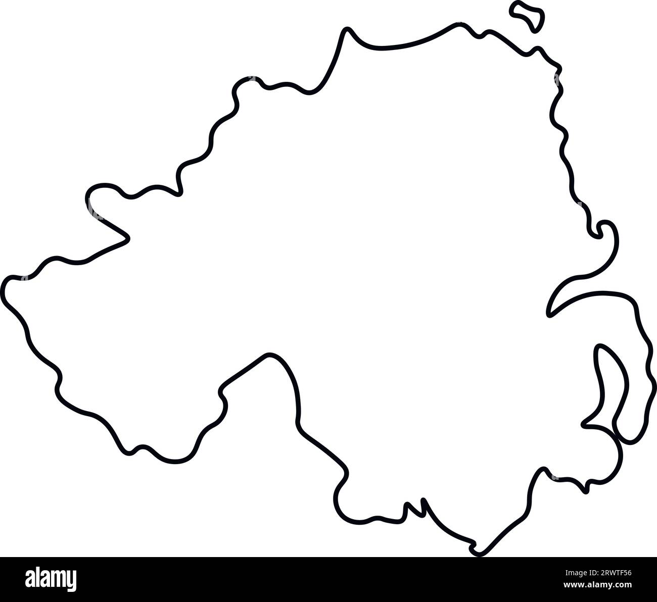 Vektor isolierte vereinfachte Illustration Symbol mit schwarzer Silhouette der nordirischen Karte. Weißer Hintergrund Stock Vektor