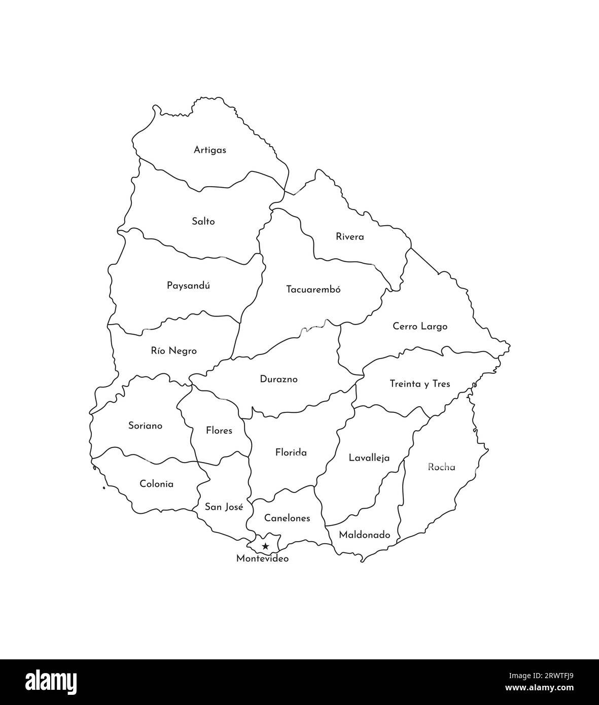 Vektorisolierte Darstellung einer vereinfachten Verwaltungskarte