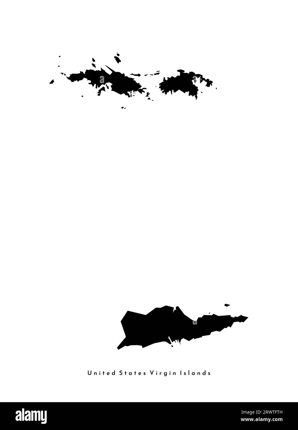 Vektor isolierte vereinfachte Illustration Symbol mit schwarzer Silhouette der United States Virgin Islands (american) Karte. Weißer Hintergrund Stock Vektor