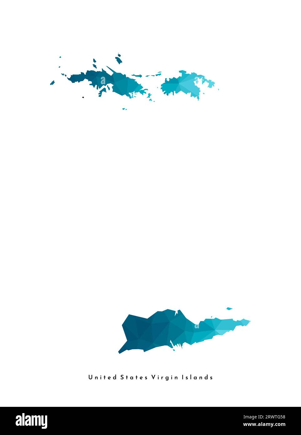Vektor isolierte Illustration Symbol mit vereinfachter blauer Silhouette der United States Virgin Islands (american) Karte. Polygonaler geometrischer Stil, Triangula Stock Vektor