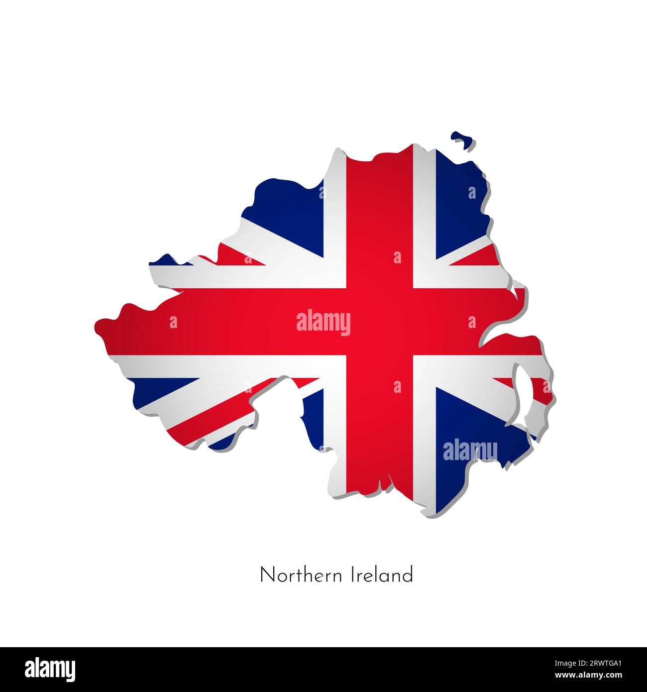 Vektor isolierte Illustration mit Silhouette von Nordirland (Vereinigtes Königreich von Großbritannien und Irland) Karte. britische Nationalflagge mit Kreuz ( Stock Vektor