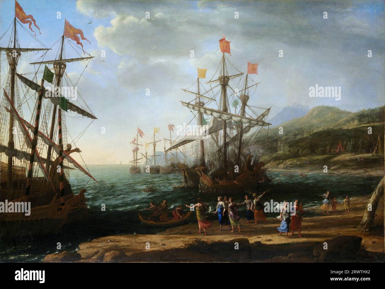Claude Lorrain (Französisch, Chamagne 1604/5?–1682 Rom) – die Trojanischen Frauen, die ihre Flotte in Brand setzen Stockfoto