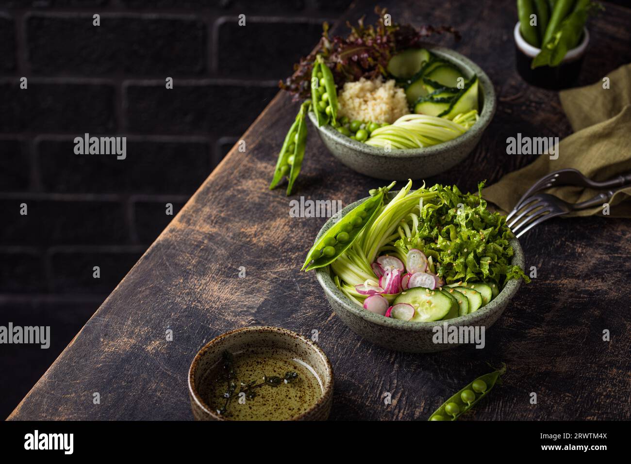 Vegane gesunde grüne buddha-Schüssel Stockfoto