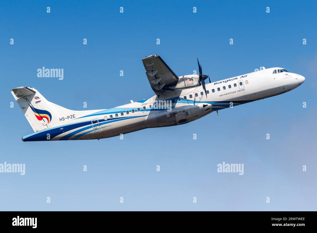 Ko Samui, Thailand - 10. Februar 2023: Bangkok Air ATR 72-600 Flugzeug am Ko Samui Flughafen in Thailand. Stockfoto
