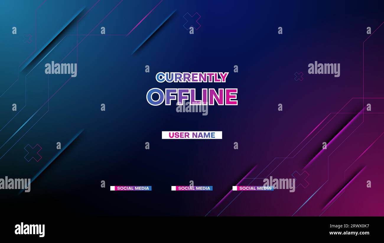 Derzeit offline Streaming Banner Hintergrund mit Neonlicht. Vektorillustration Stock Vektor