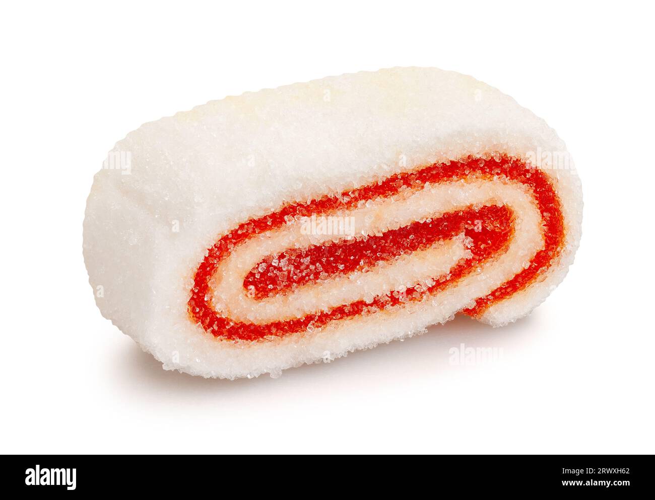 Süße Süßwarenrolle, isoliert auf weiß Stockfoto