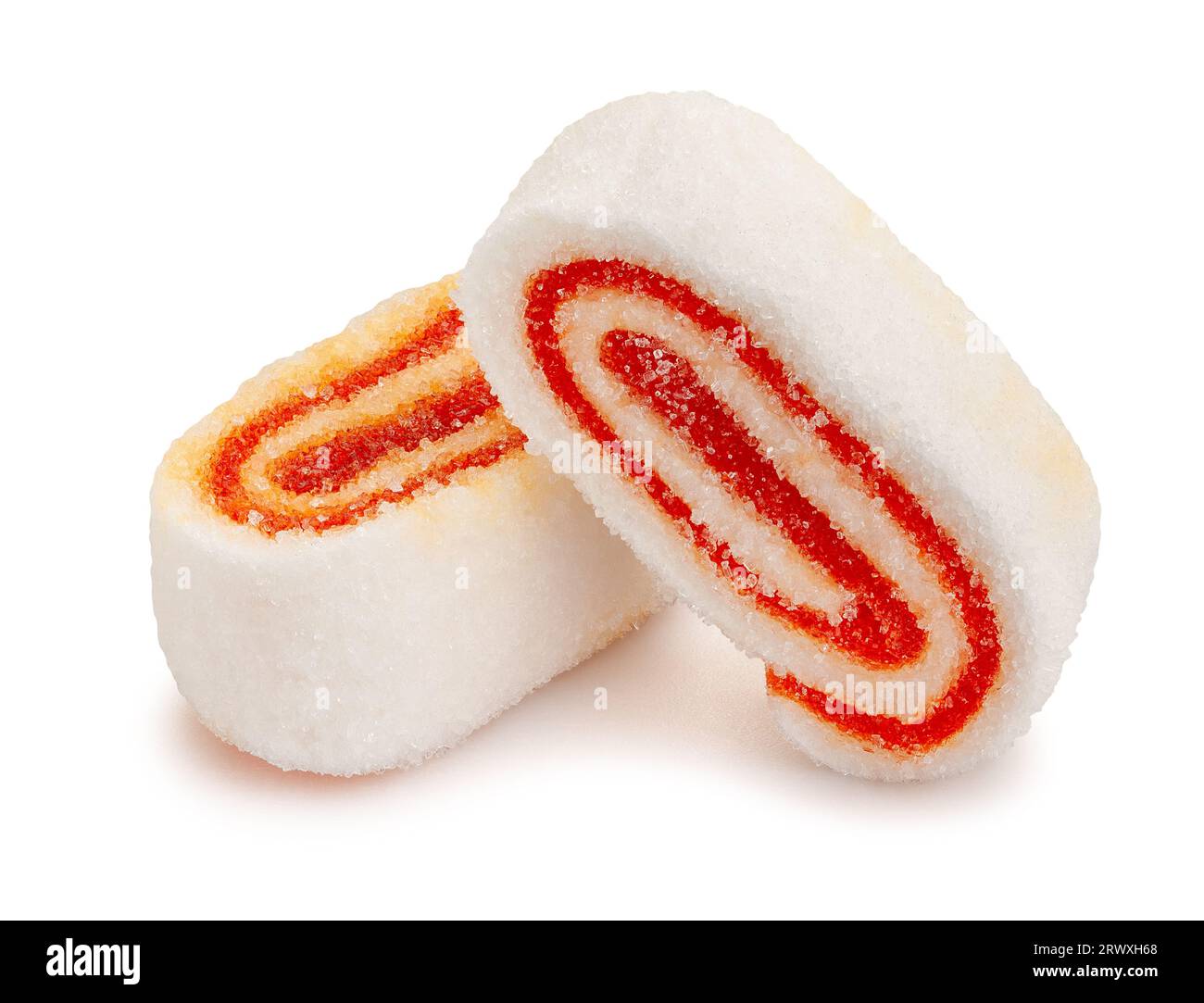 Süße Süßwarenrolle, isoliert auf weiß Stockfoto