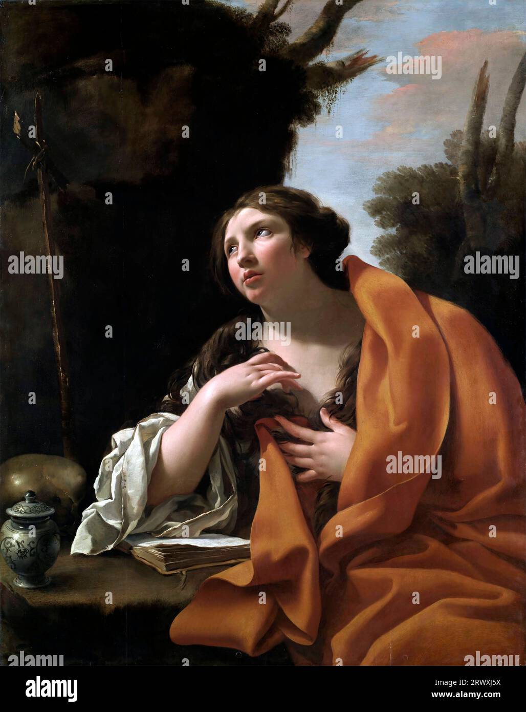 Saint Mary Magdalen von Simon Vouet (1590-1649), Öl auf Leinwand, um 1630 Stockfoto