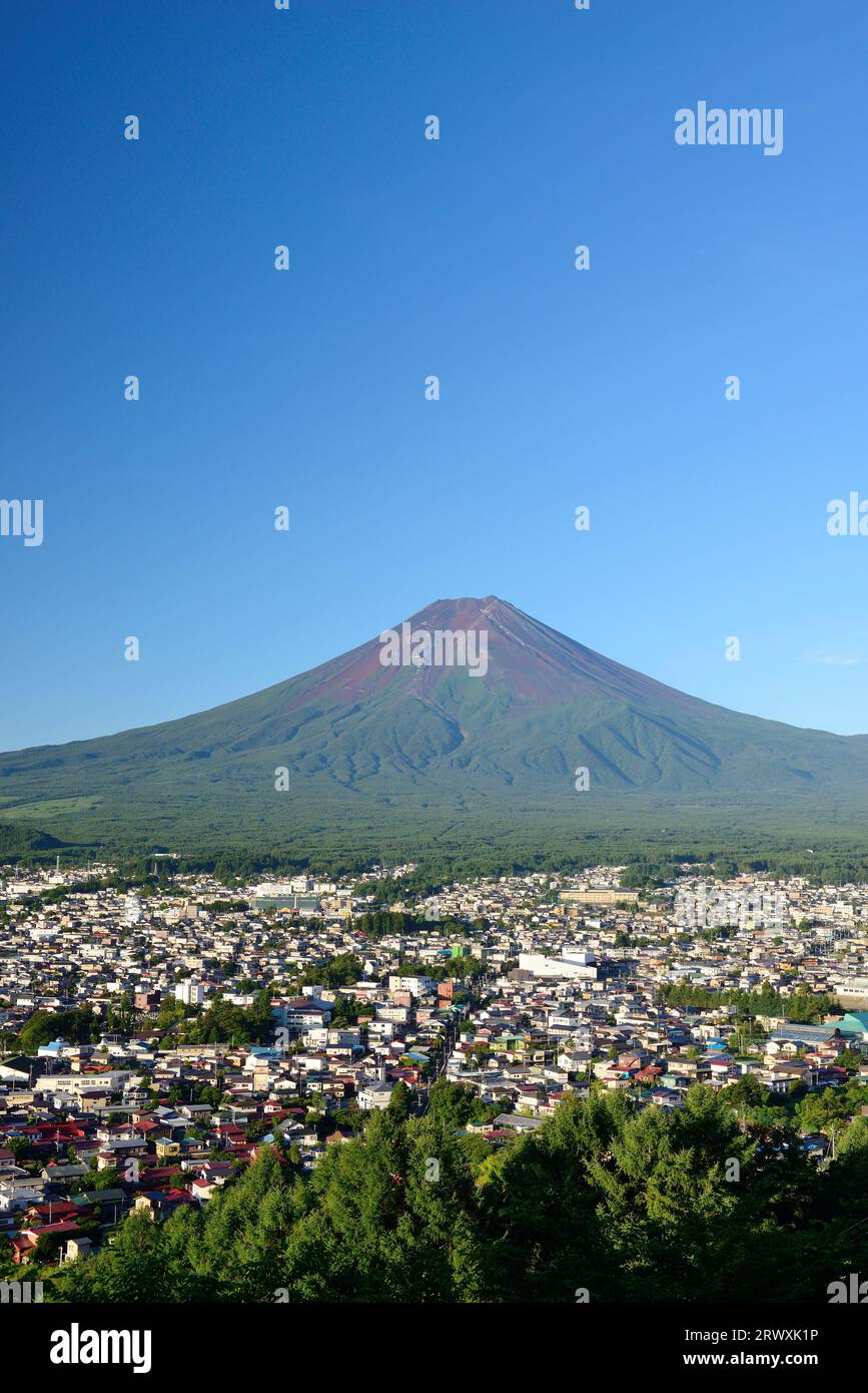 Yamanashi Mt. Fuji im Sommer vom Niikurayama Sengen Park, Yamanashi Stockfoto