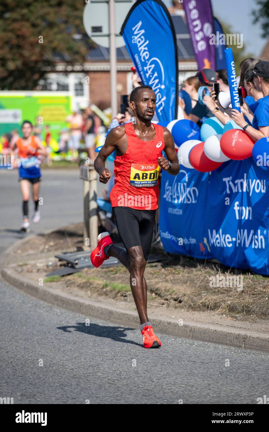 Elite-Läufer Bashir Abdi wurde Zweiter beim Great North Run 2023 Stockfoto