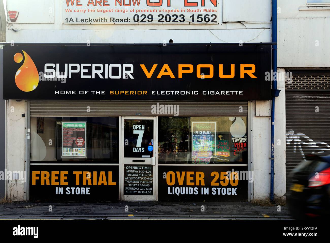 Vape Shop, Cardiff. September 2023 Stockfoto