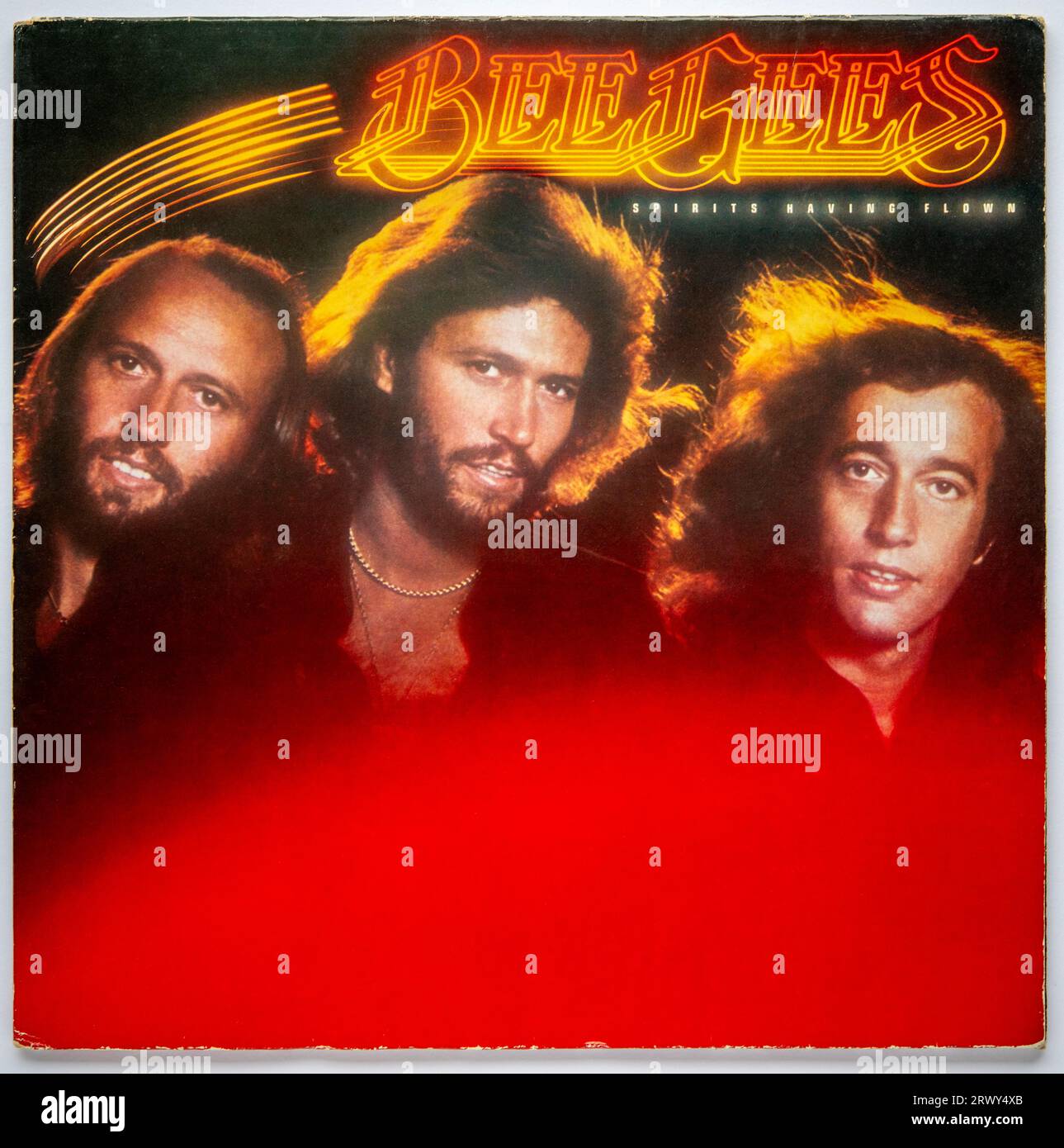 LP-Cover von Spirits Having flown, das 15. Album von The Bee Gees, das 1979 veröffentlicht wurde Stockfoto