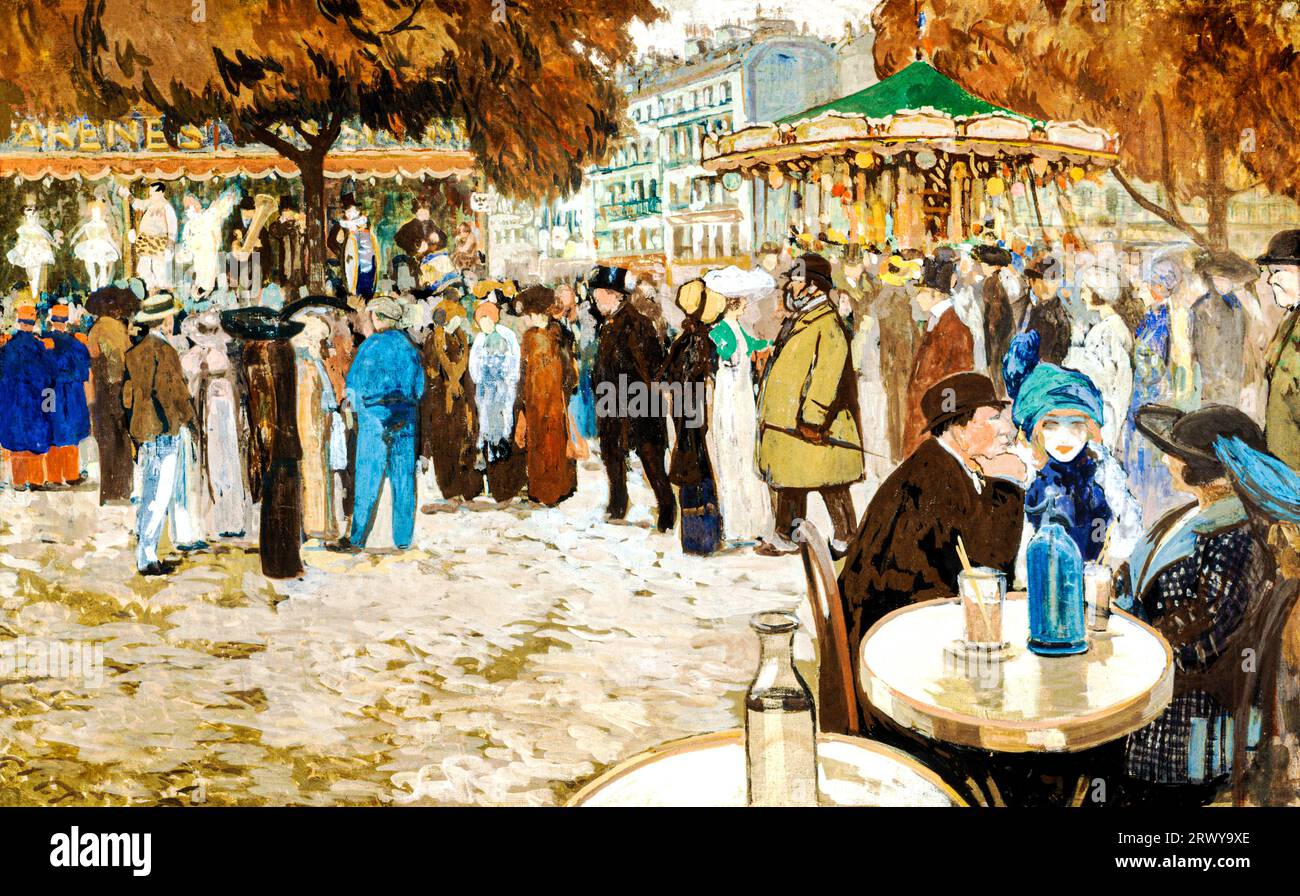 Lustiger fairer Boulevard de Clichy von Louis Abel-Truchet. Die Museen der Stadt Paris. Stockfoto