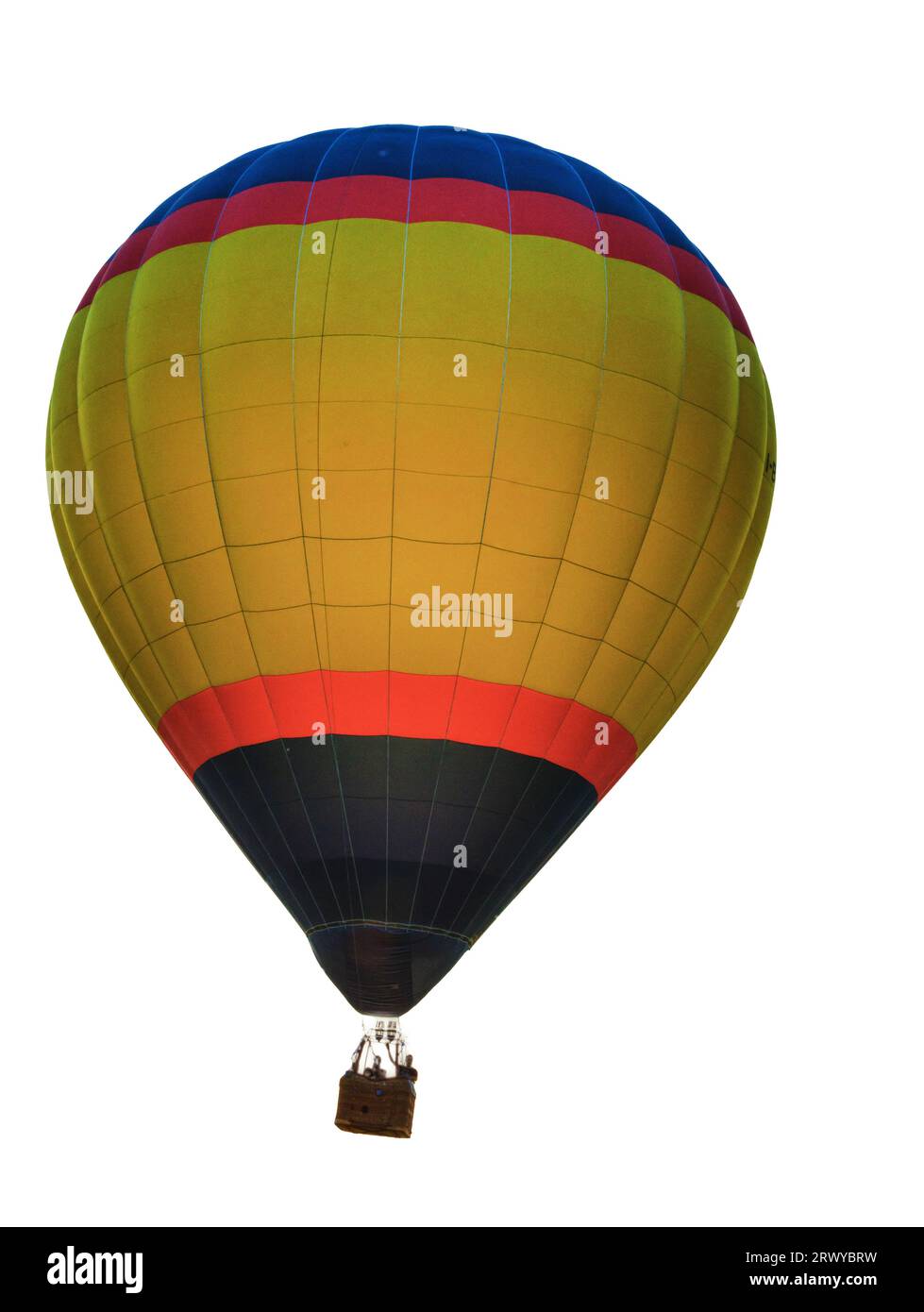 Ein farbiger Heißluftballon auf einer transparenten Oberfläche Stockfoto