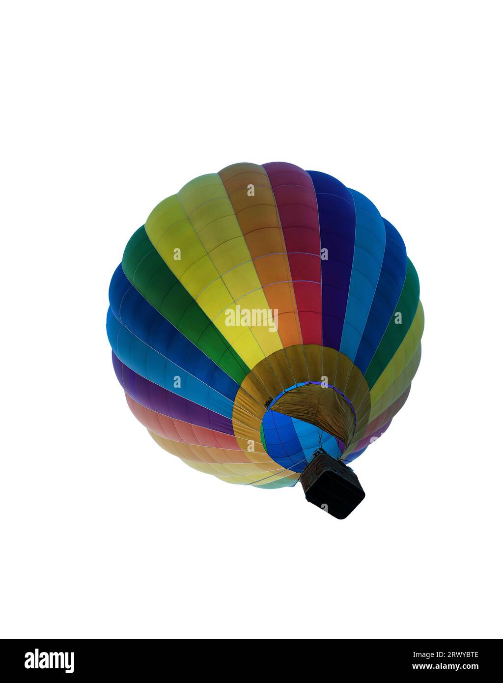 Ein farbiger Heißluftballon auf einer transparenten Oberfläche Stockfoto