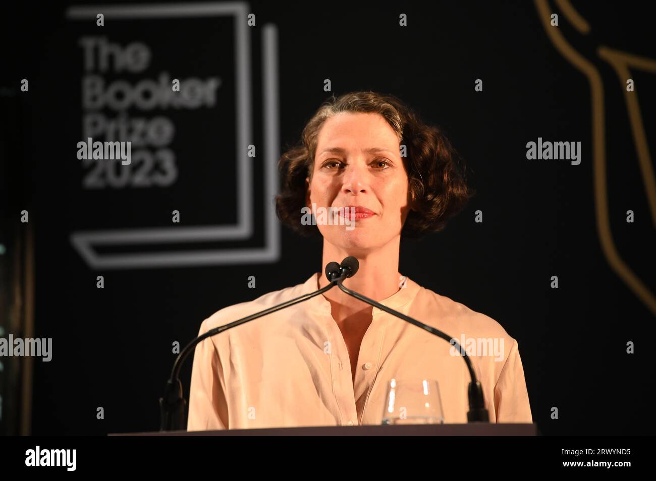 London, Großbritannien. September 2023. Speaker Gaby Wood ist Chief Executive der Booker Prize Foundation beim Booker Prize 2023 in der National Portrait Gallery in London. Kredit: Siehe Li/Picture Capital/Alamy Live News Stockfoto