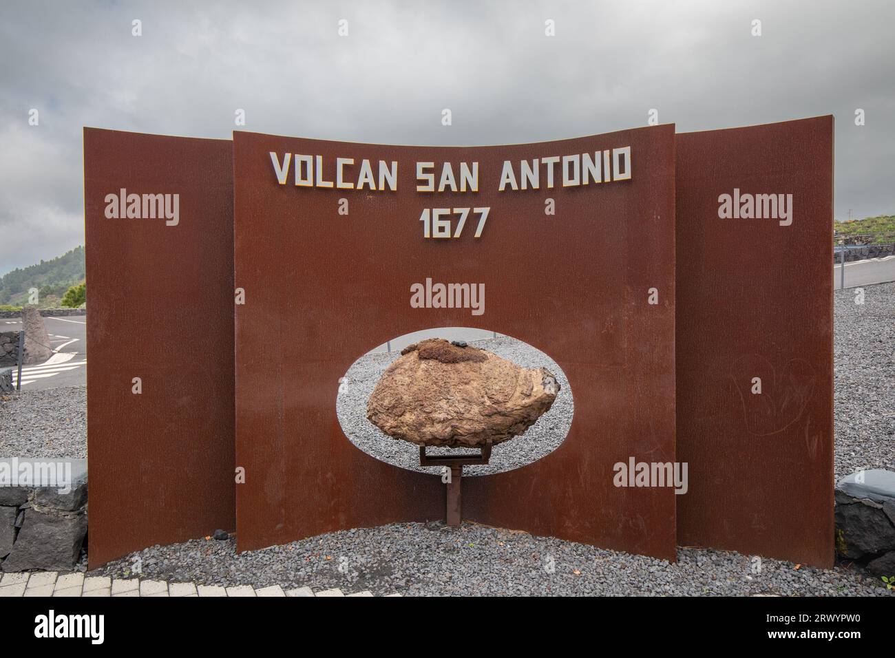 Volcano de San Antonio Eingang vor dem Museum, Kanarische Inseln, La Palma, Fuencaliente Stockfoto