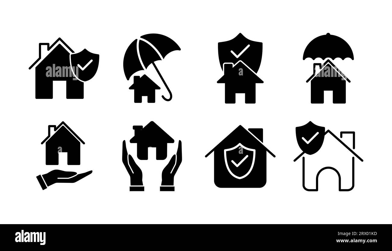 Lebenszeichen der Hausversicherung. Home Shield Protect Logo Stock Vektor Lebenszeichen der Hausversicherung. Home Shield Protect Logo Stock Vektor