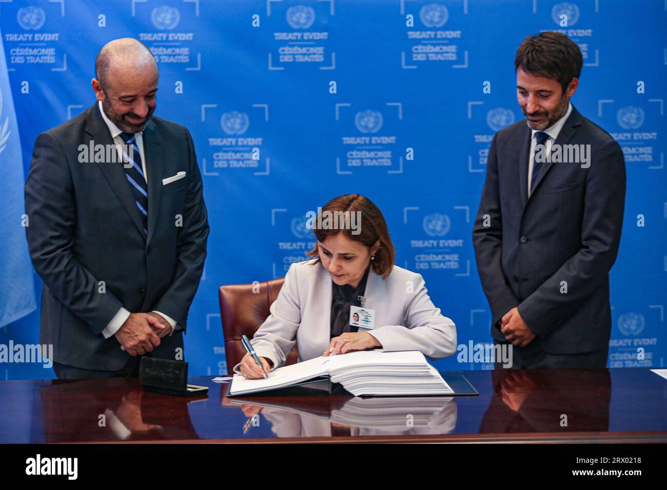 New York, New York, USA. September 2023. LUMINITA ODOBESCU, Ministerin ...