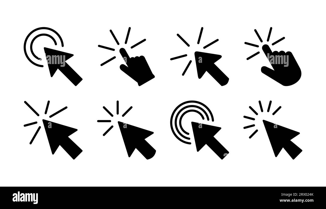 Klicken Sie auf Symbolvektor. Vektor des Cursorsymbols. Zeigerzeichen Stock Vektor
