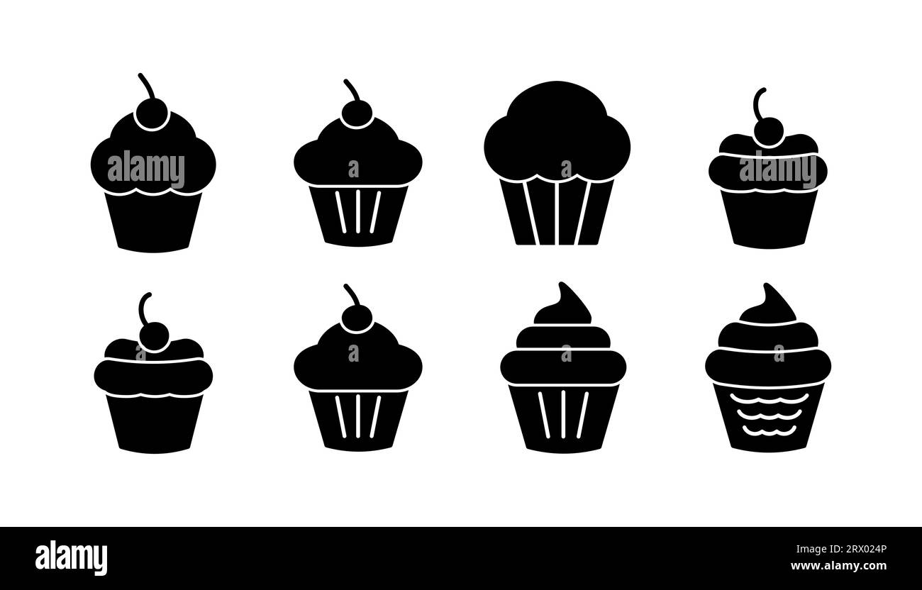 Vektor des Tassenkuchen-Symbols. Kuchensymbol. Bäckerei. Muffin Stock Vektor