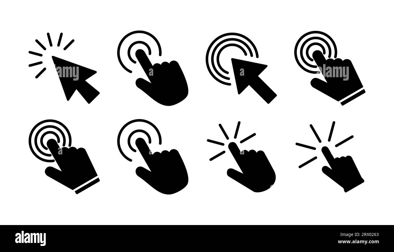 Klicken Sie auf Symbolvektor. Vektor des Cursorsymbols. Zeigerzeichen Stock Vektor Klicken Sie auf Symbolvektor. Vektor des Cursorsymbols. Zeigerzeichen Stock Vektor