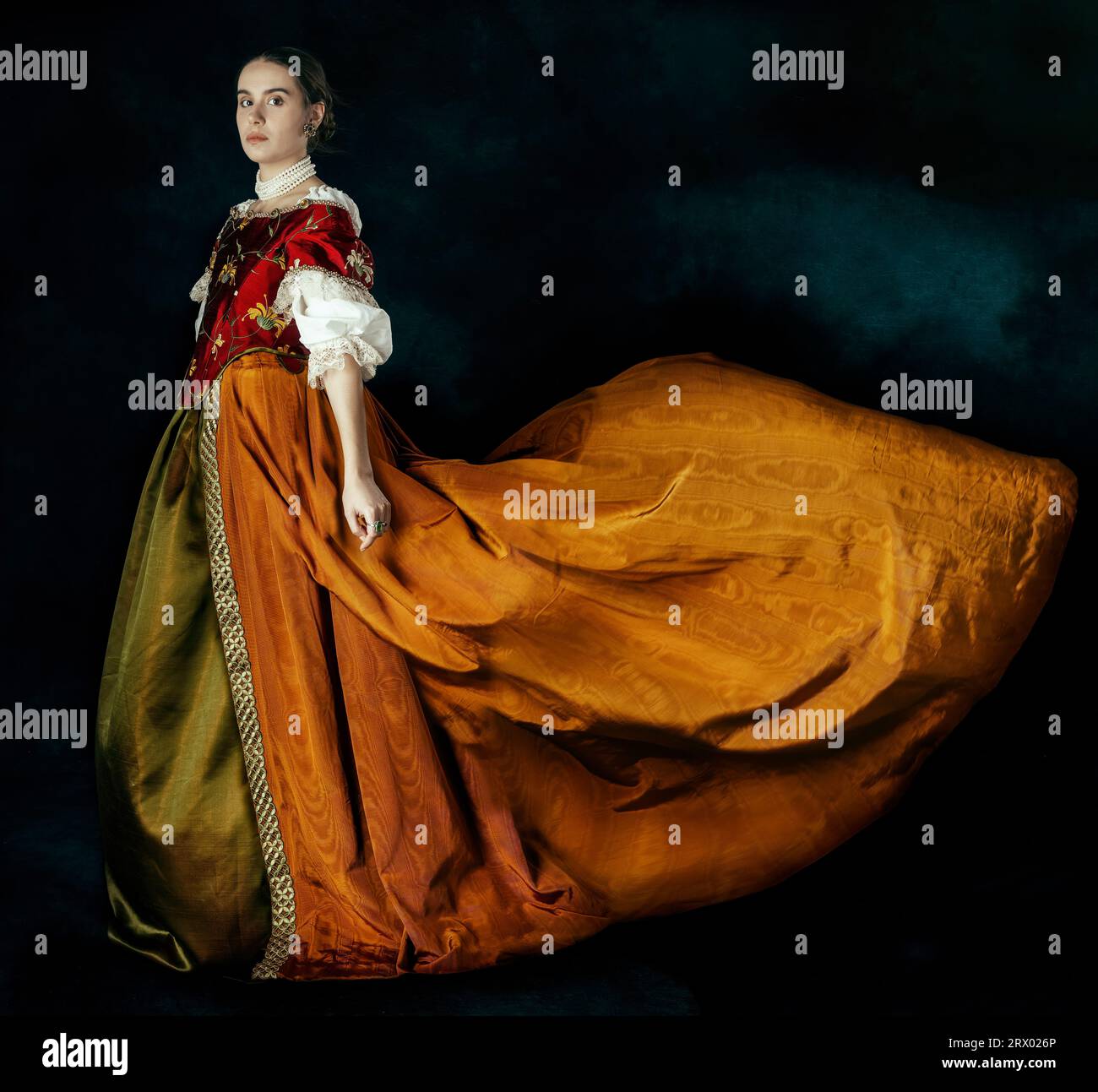 Mieder Renaissance Frau, die ein historisches Kostüm aus der Renaissance, Restauration ...