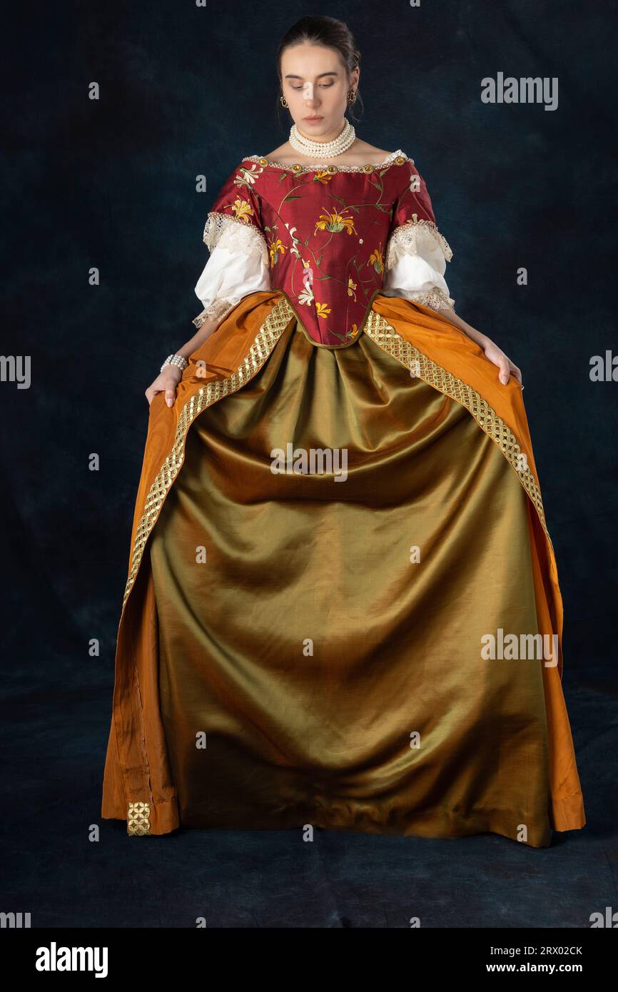 Mieder Renaissance Frau, die ein historisches Kostüm aus der Renaissance, Restauration ...