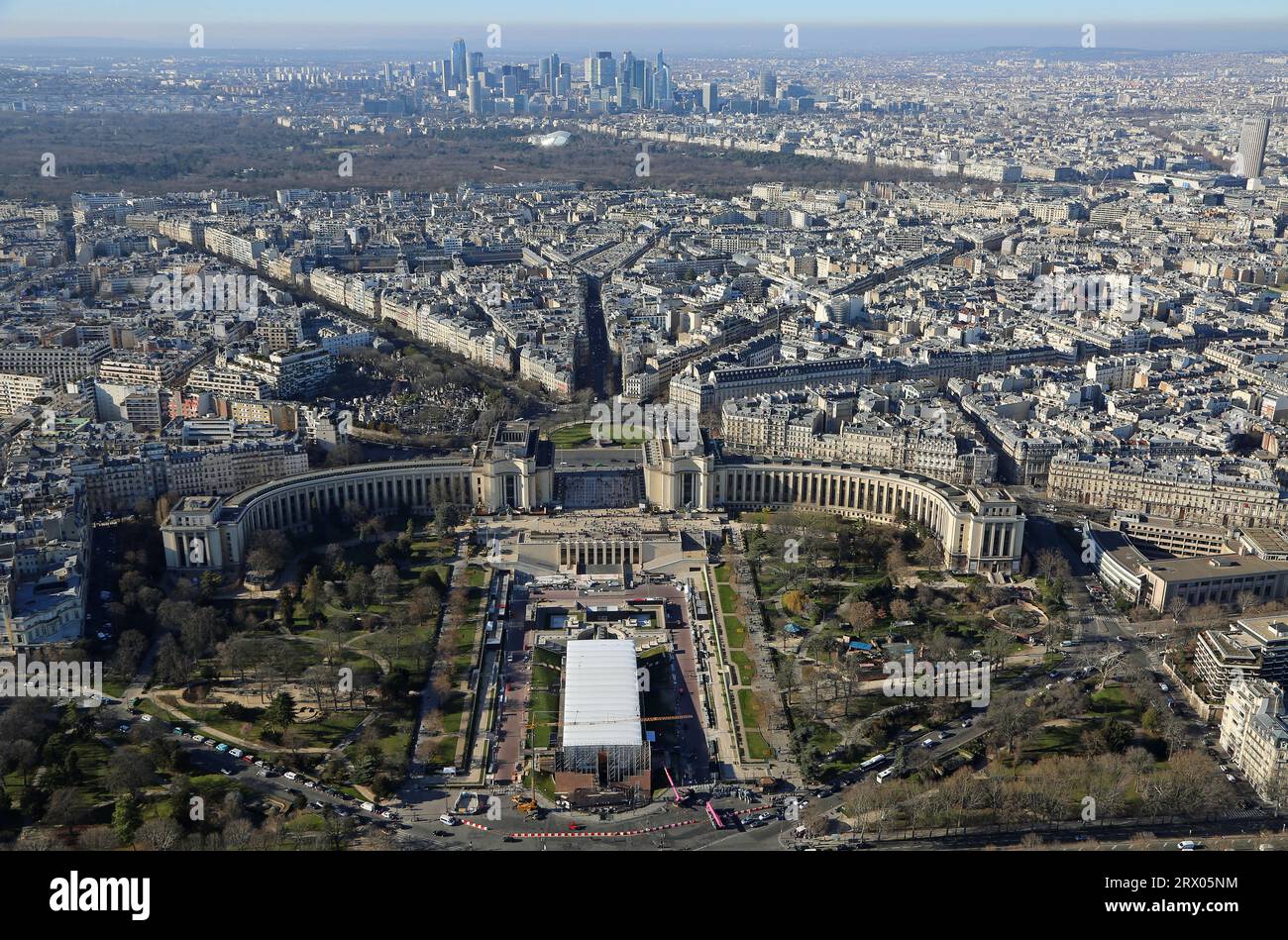 Blick auf West Paris - Blick vom Eiffelturm, Paris, Frankreich Stockfoto