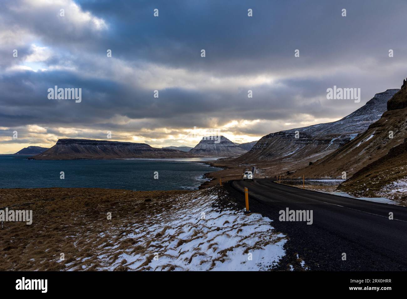 Kirkjufell, Grundarfjörður, Island an einem kalten märztag Stockfoto