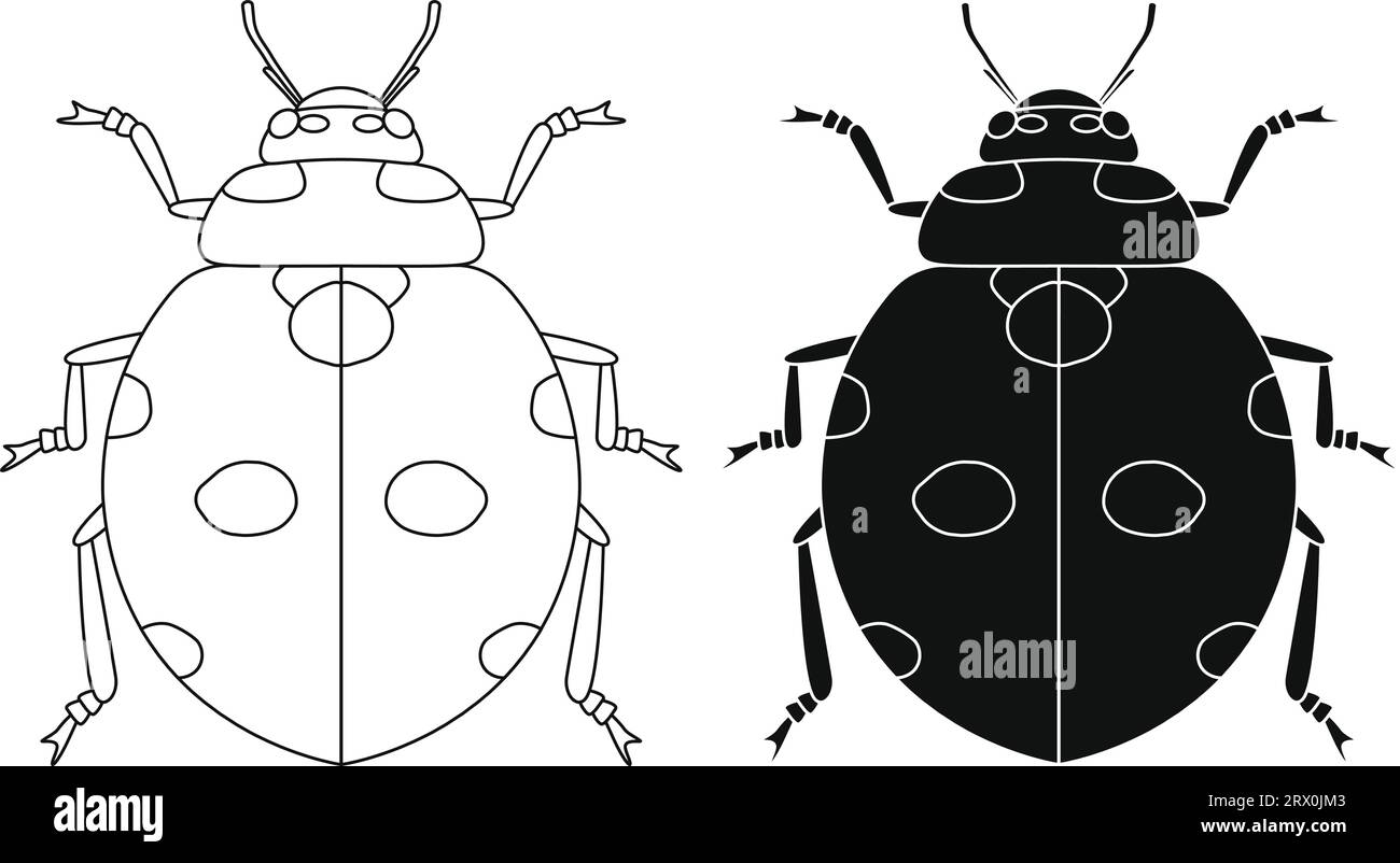 Überlagerte bearbeitbare Vektorillustration mit Umriss von Marienkäfer. Stock Vektor