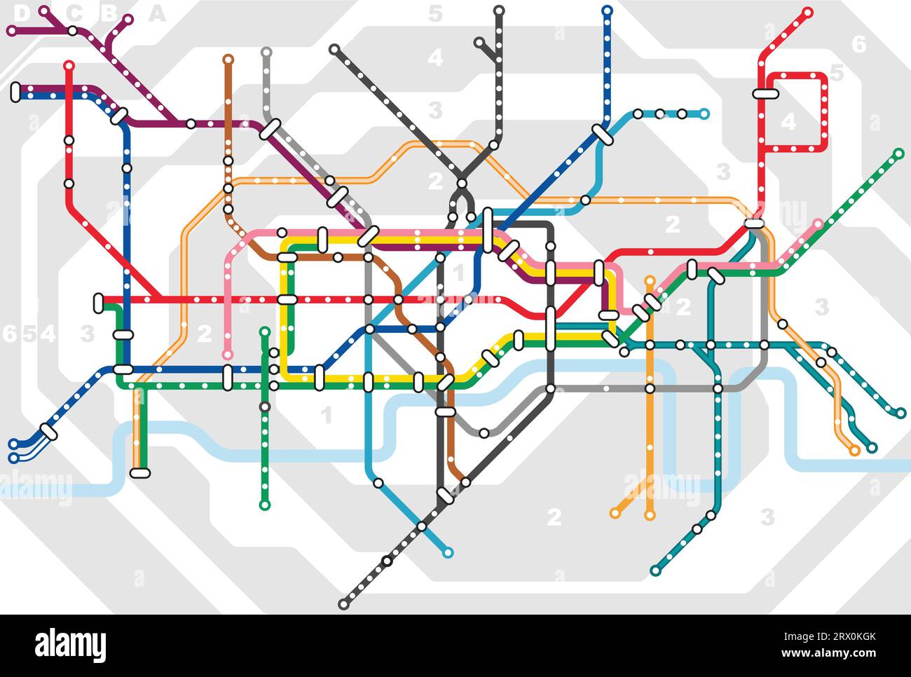 Geschichtete editierbare Vektorillustration des U-Bahn-Diagramms von London City, Großbritannien. Stock Vektor