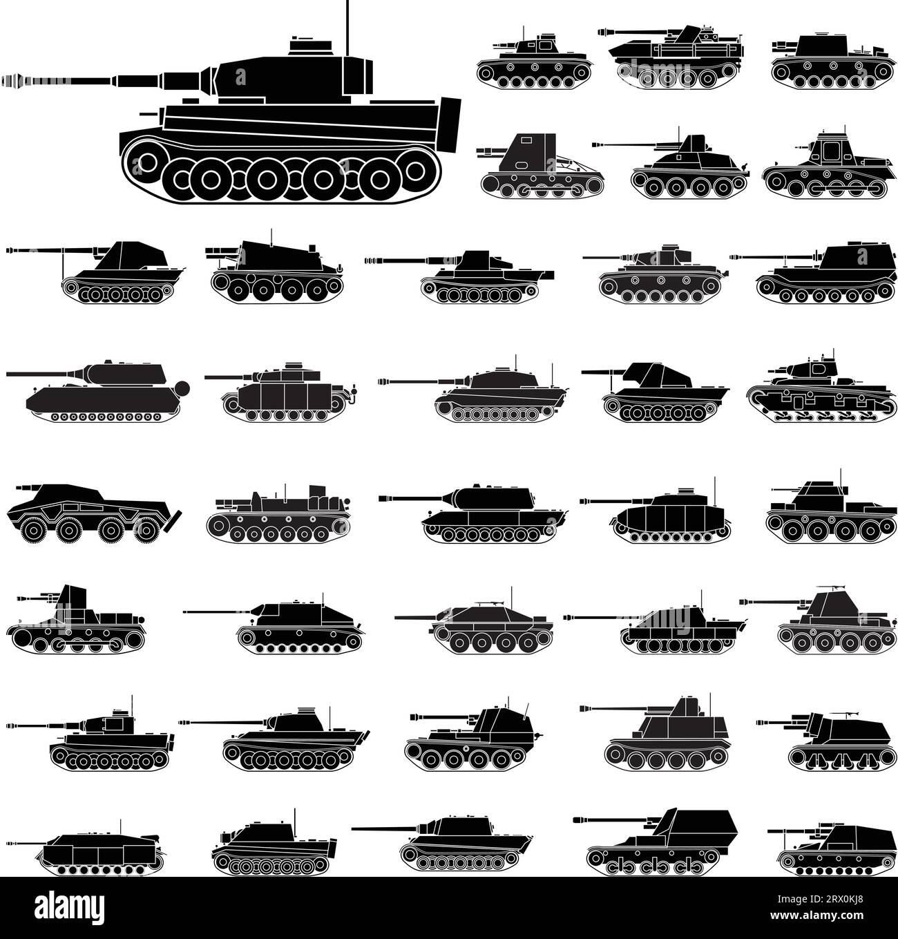 Mehrschichtige Vektorillustration deutscher Panzer, die im Zweiten Weltkrieg eingesetzt werden Stock Vektor