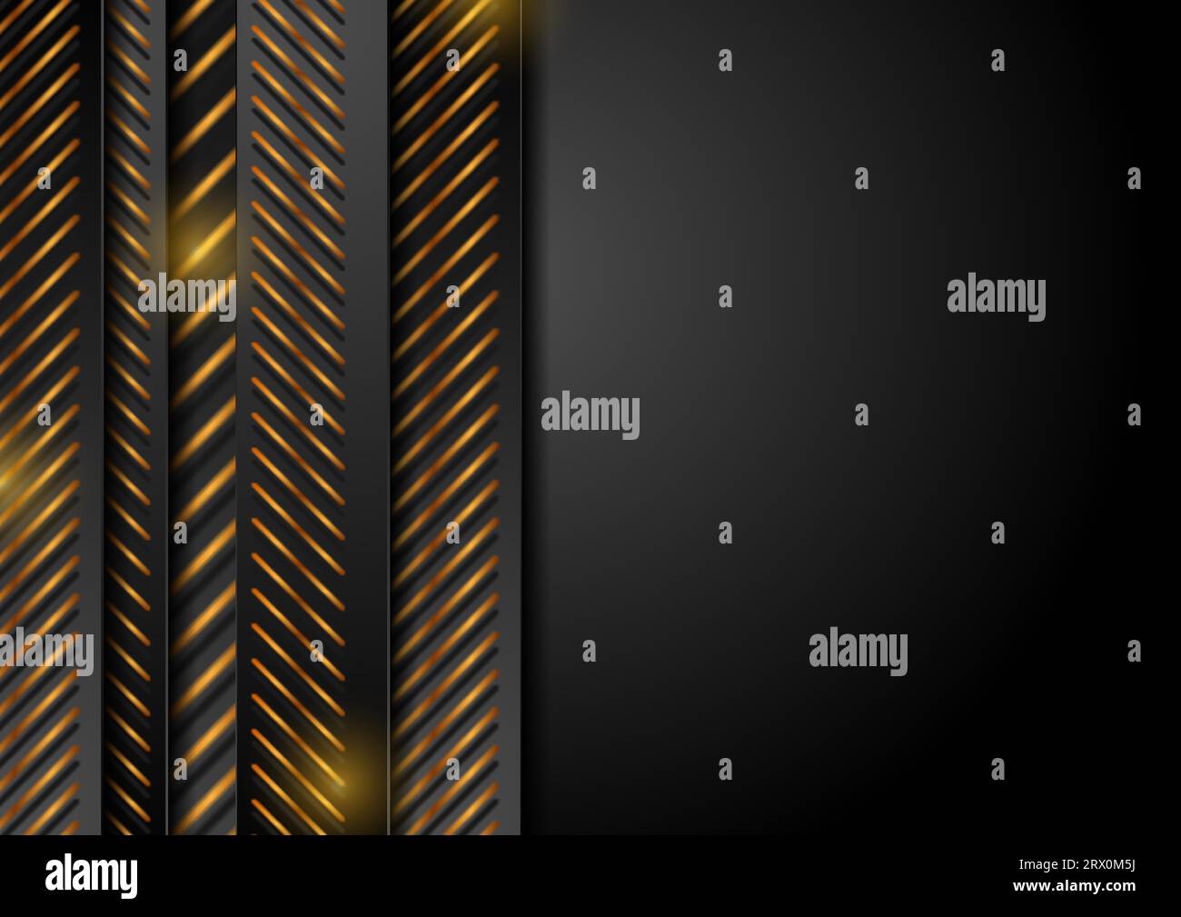 Abstraktes schwarzes Bronzestrukturdesign mit Streifen und Linien. Goldener Hintergrund der Deluxe-Technologie. Geometrische Vektorillustration Stock Vektor